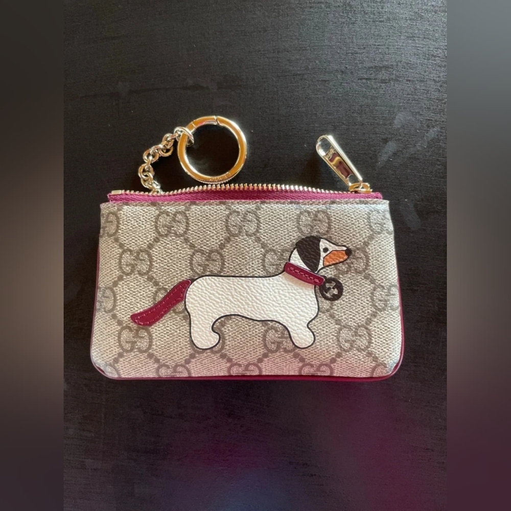 Gucci GG key pouch with dog detail